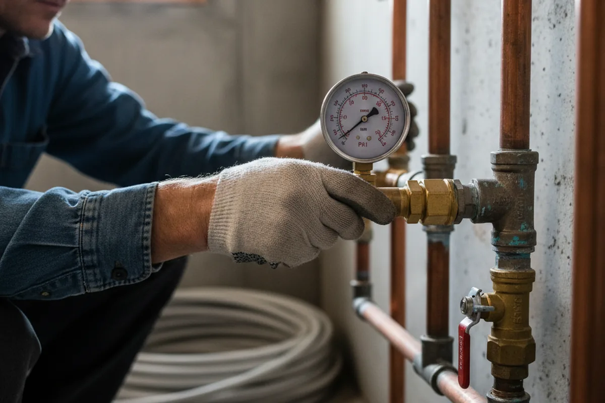 Pressure testing a repaired line during Water Line Repair in Bullock